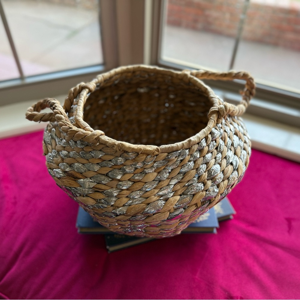 Nate Berkus for Target Woven Basket with Handles - Natural and Silver
